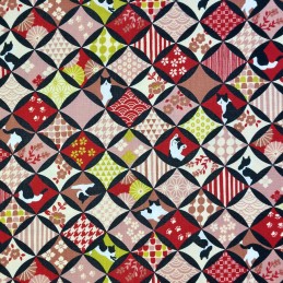 Tissu shippo chats et motifs graphiques