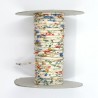 2mm diameter cotton cord creme white with red and blue flowers