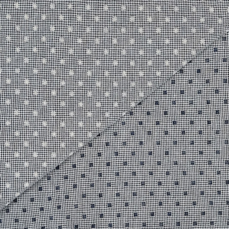 Woven Japanese fabric with black and white small squares
