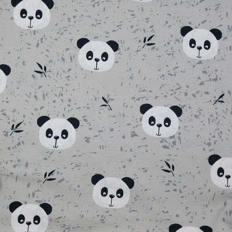 Jersey pandas coton élasthanne gris (largeur 156cm)