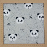 Grey jersey fabric with panda patterns (156cm width)