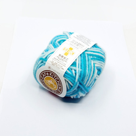 Laine tawashi turquoise en blanc - Café Kitchen 104