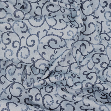 Tissu bleu gris arabesques karakusa