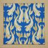 Tissu bleu roi carpes jaune ocre