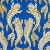 Tissu bleu roi carpes jaune ocre