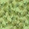 Light green and beige cotton jersey fabric with ginkgo patterns (156cm width)