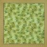 Jersey vert pâle et beige avec feuilles de ginkgo kaki en coton élasthanne (largeur 156cm)
