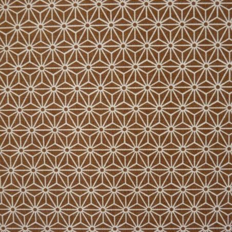 Light brown asanoha pattern Japanese cotton fabric