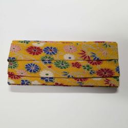 Biais en chirimen jaune à fleurs 20mm large au mètre