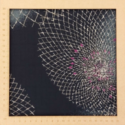 Japanese midnight blue textured fabric with stylized chrysanthemum patterns