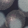 Japanese midnight blue textured fabric with stylized chrysanthemum patterns
