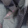 Japanese midnight blue textured fabric with stylized chrysanthemum patterns