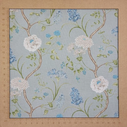 Grey peonies and chrysanthemum fabric