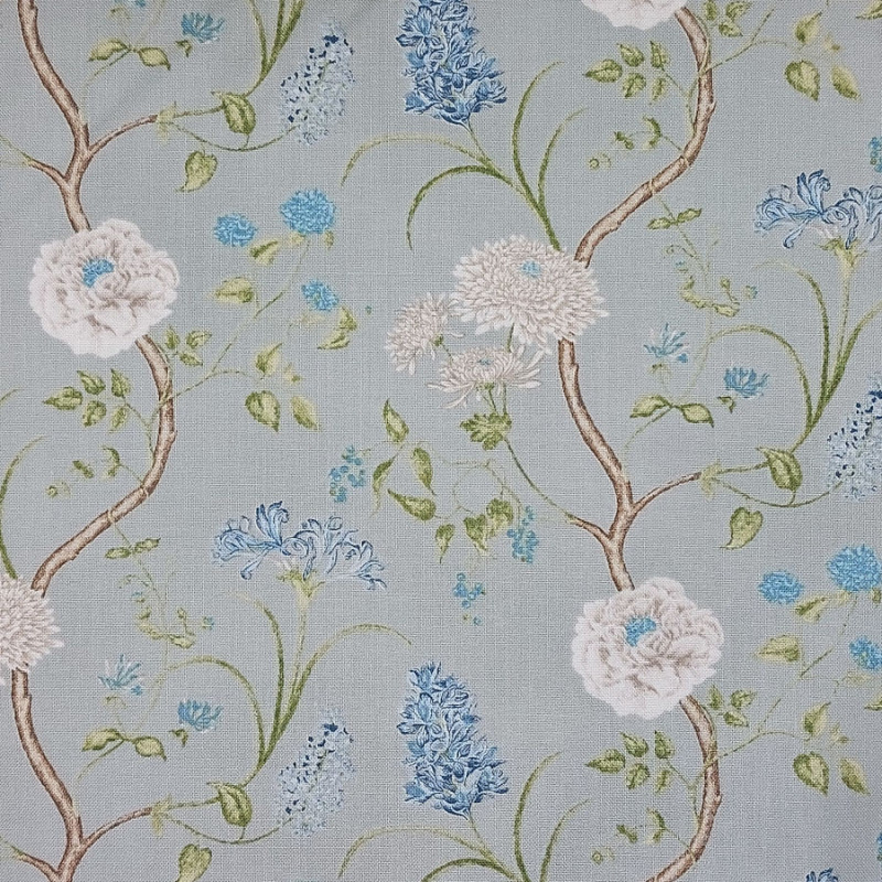 Grey peonies and chrysanthemum fabric