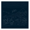Coupon tissu sashiko bleu nuit pré-imprimé Les champs du hameau d'Umezawa par Hokusaï