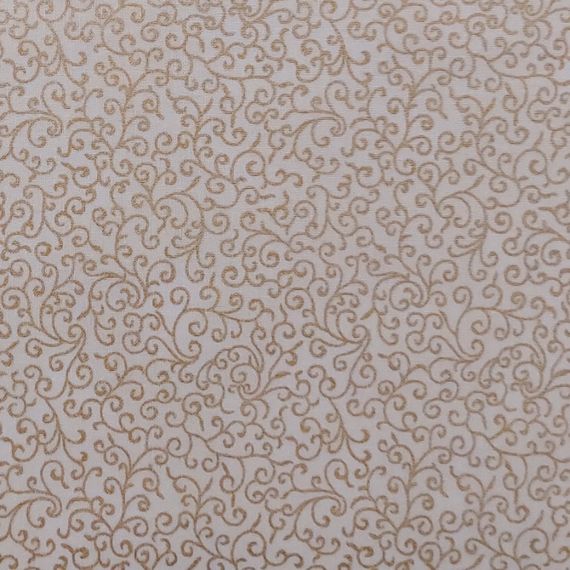 Tissu blanc cassé et doré petits arabesques