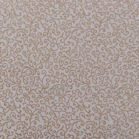 Tissu blanc cassé et doré petits arabesques