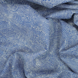 Tissu japonais fond bleu vagues en points blancs
