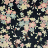 Light Japanese cotton fabric in black with cherry blossom patterns