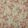 Tissu japonais coton fin beige sable fleurs de cerisier
