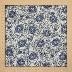 Tissu japonais ombrelles bleues fond écru