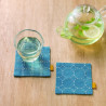 Kit sashiko 2 dessous de verres bleu canard