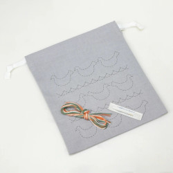 Kit sashiko pochon gris oiseaux