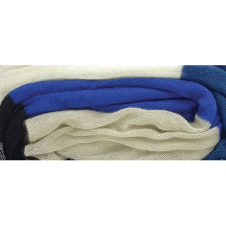 Kit tricot écharpe Osaka couleurs bleues en soie et mohair