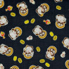 Black Japanese fabric with cute tanuki patterns