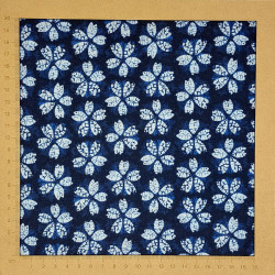 Light Japanese cotton fabric in dark blue with cherry blossom patterns shibori spirit