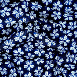 Light Japanese cotton fabric in dark blue with cherry blossom patterns shibori spirit