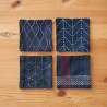 Sashiko kit 4 coasters midnight blue (without thread and needles)
