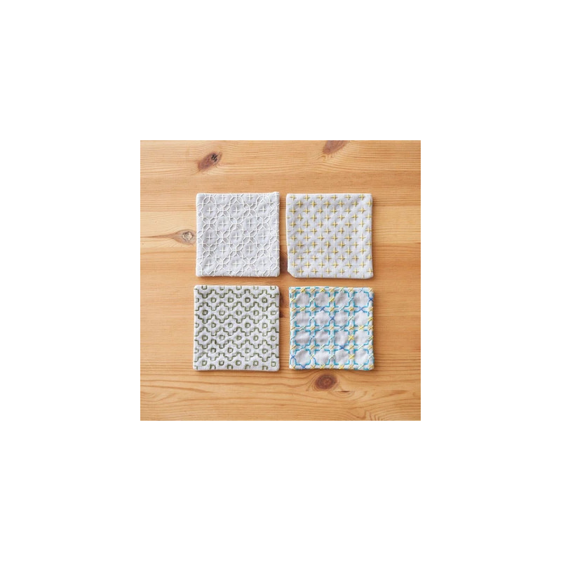 Sashiko kit 4 coasters grey (without thread and needles)