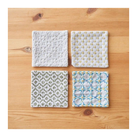 Sashiko kit 4 coasters grey (without thread and needles)