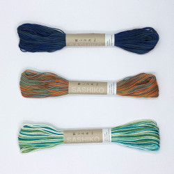 Fil sashiko mix marron orange bleu et vert pour 20m (91)