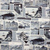 Tissu noir et gris estampes avec paysages