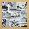 Tissu noir et gris estampes avec paysages