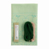 Sashiko green embroidery kit with little birds in a garden pattern