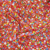 Tissu japonais rouge fleurs de cerisier multicolores et doré