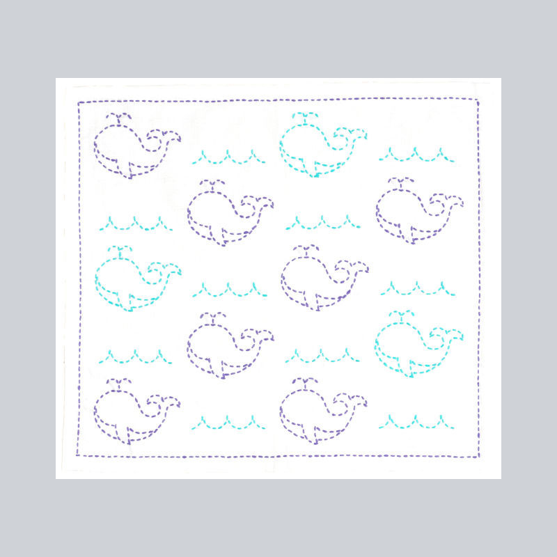 Kids's friendly sashiko kit whales patterns
