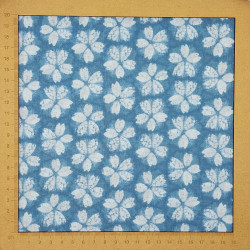 Light Japanese cotton fabric in light blue with cherry blossom patterns shibori spirit