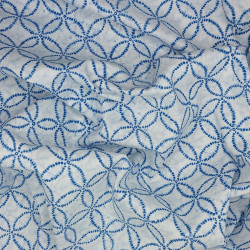 Tissu japonais blanc motifs shippo en bleu esprit shibori