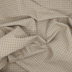Coton tissé japonais moutarde et beige à petits carreaux