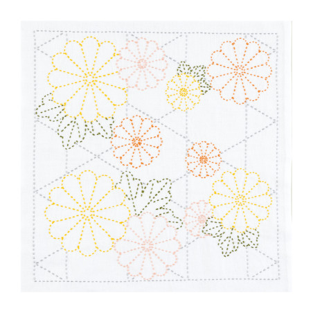 Kit sashiko chrysanthèmes colorés