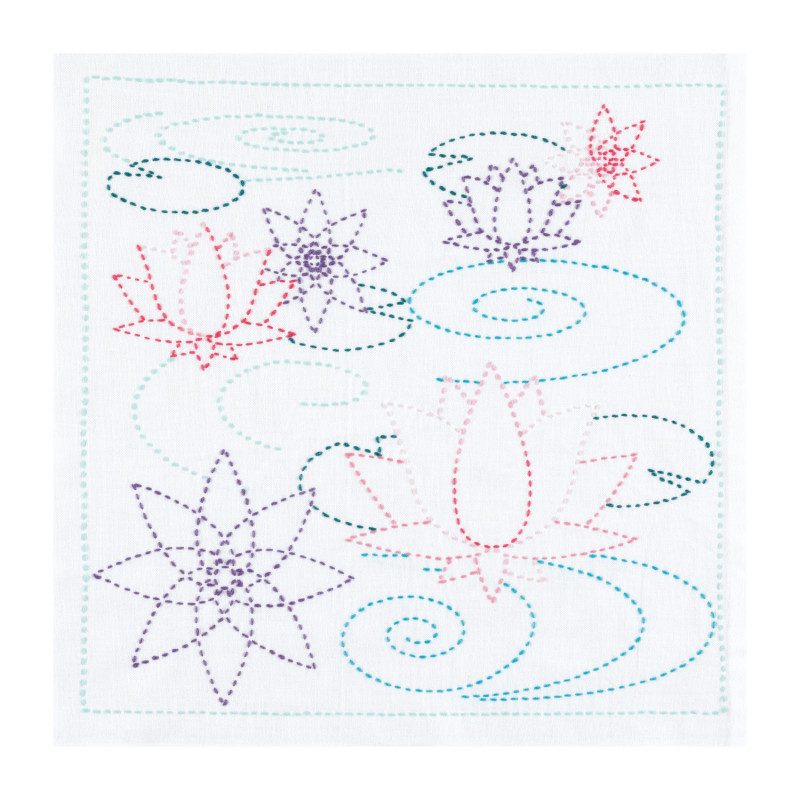 Lotus and water sashiko kit
