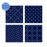 Kit sashiko 4 dessous de verres bleu nuit hitomezashi (sans fil ni aiguille)