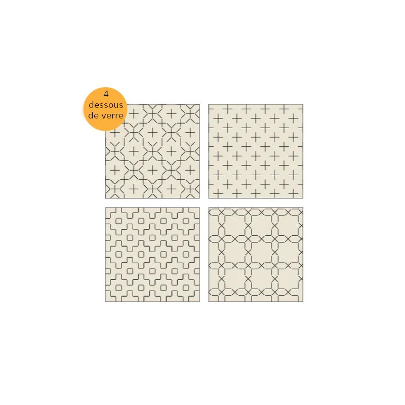 Sashiko kit 4 coasters off white hitomezashi style v1 (without thread and needles)