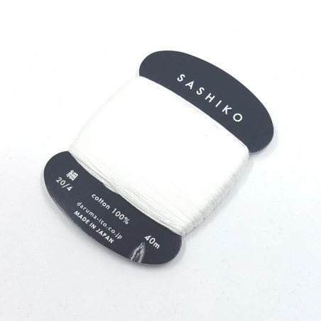 Fil sashiko fin blanc 40m