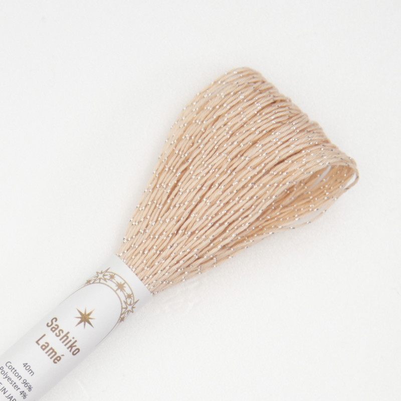 Pale salmon and silver lame sashiko thread 40m (SL6)