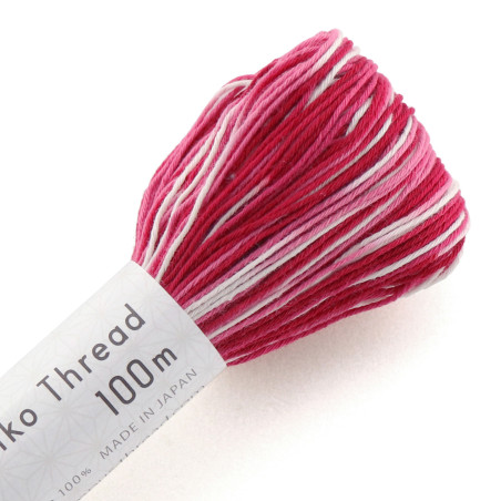 White, pink and dark red sashiko thread 100m (152)